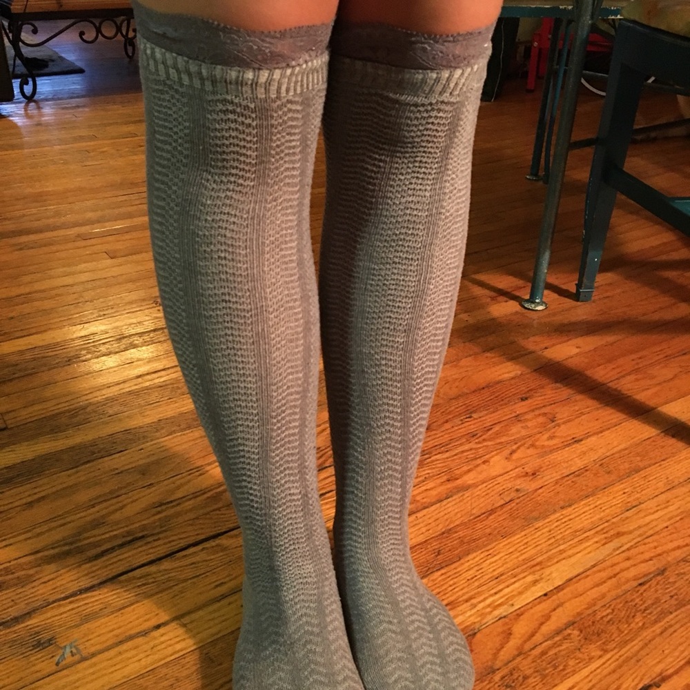 Grey lacy knee highs